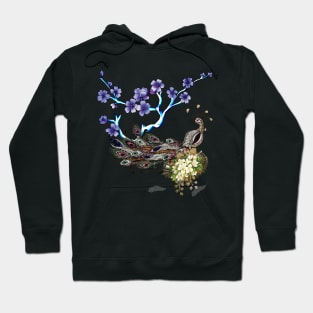 Wonderful elegant peacock with flowers Hoodie